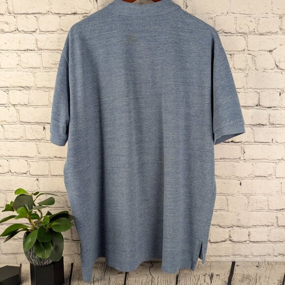 Polo short sleeve medium blue cotton shirt, XXL 2XL - Picture 2 of 7